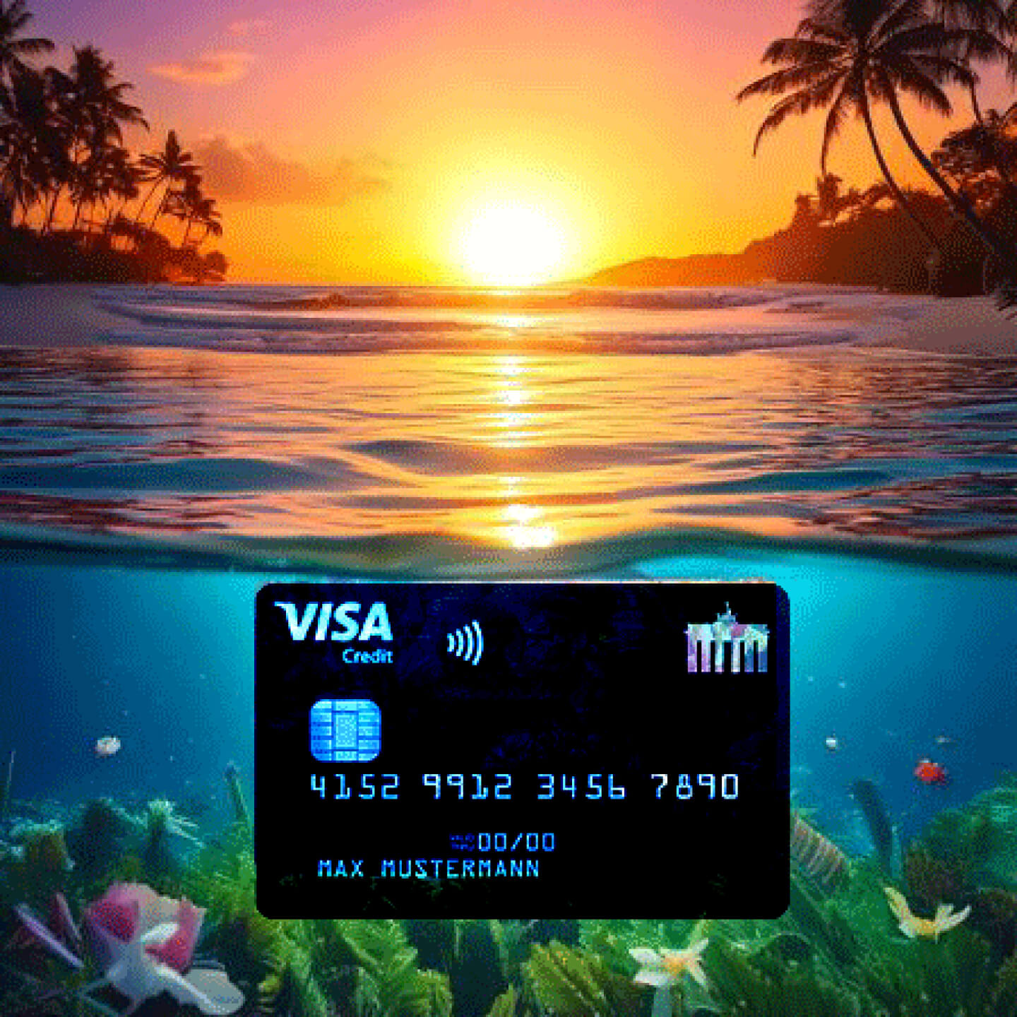 kreditkarte-unter-Wasser-in-den-tropen