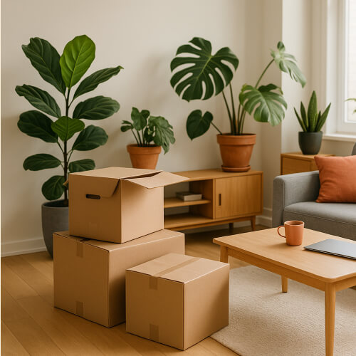 umzugskisten in der wohnung