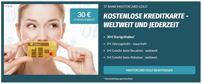 Aktion: 30 Euro für die TF Mastercard Gold