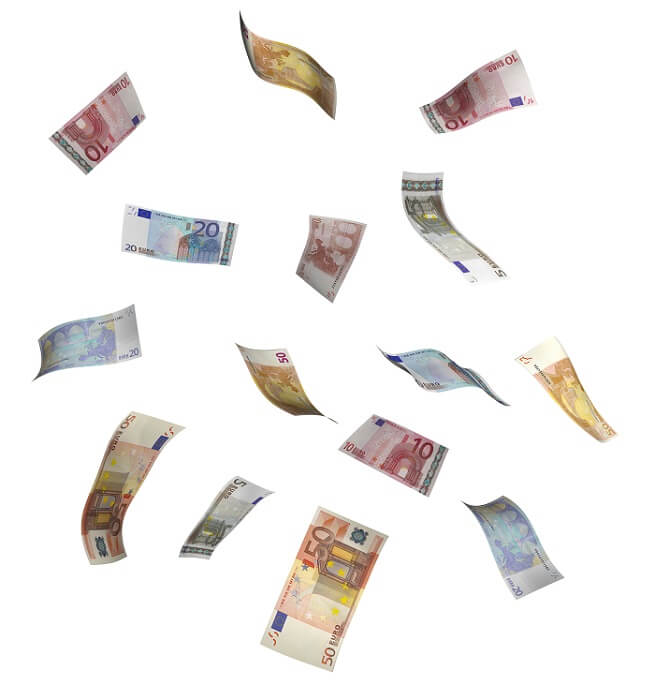 Geldregen: Euro-Banknoten