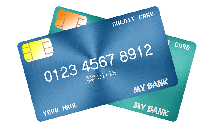 Zwei Kreditkarten inkl. Nummer